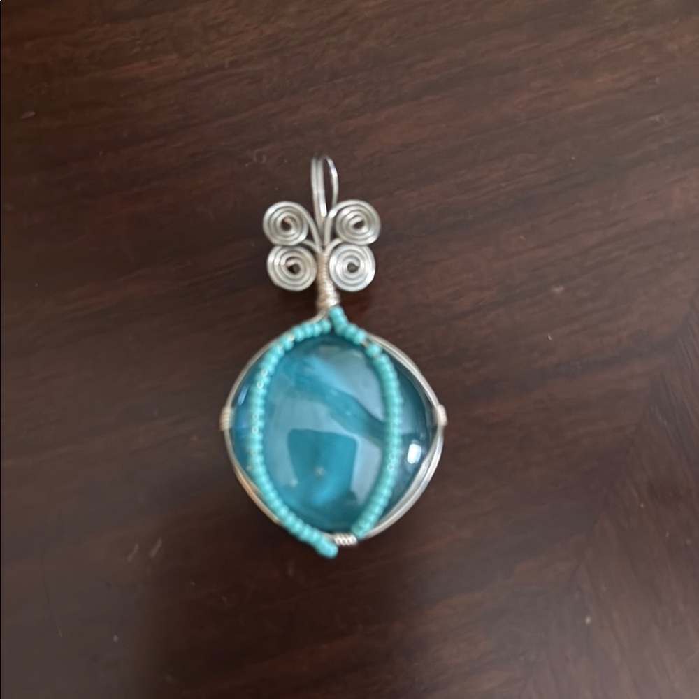 Blue and Green Wire-Wrapped Necklace Collection